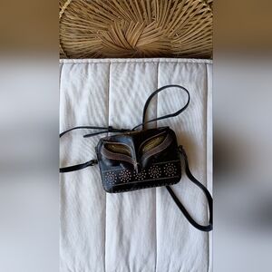 100% Leather Handmade Fox Face Black and Brown Women's Crossbody Bag